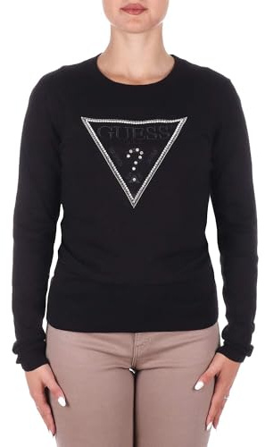 GUESS Winter-Pullover Jeans Kiara Triangel Jblk Jet Black a996, Schwarz , 48