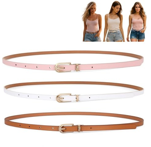 Cintura in pelle ultra sottile da donna, sottile, regolabile, con fibbia metallica, progettata per abiti, jeans, accessori da sposa, accessori alla moda da donna, piccola designer occidentale