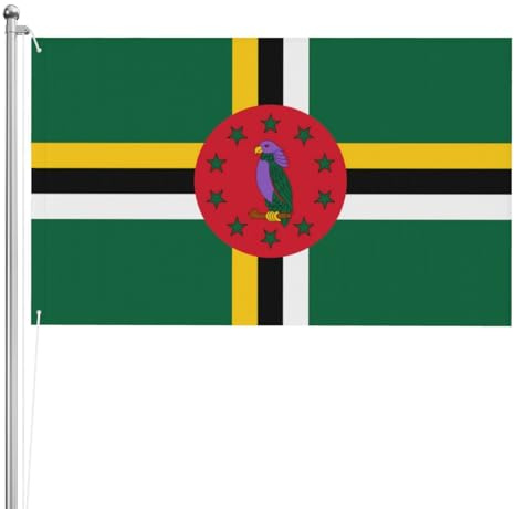 Flagge des Commonwealth of Dominica doppelseitige Flagge, 90 x 152 cm, schwere, dreilagige doppelseitige Outdoor-Flagge, 90 x 152 cm, Polyester-Gartenbanner