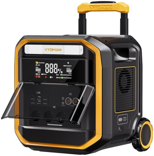 VTOMAN FlashSpeed Pro 3600 Tragbare Powerstation, 3600W AC (Spitze 7200W) | 3096Wh LiFePO4 Solargenerator, Erweiterbare bis 6192Wh, 0-100% Schnellladung in 2 Stunde, für Zuhause, Camping, Wohnmobile