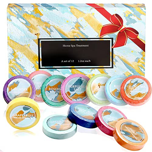 Walmeck Ensemble de Tablettes de Douche D'aromathérapie, 12 Pièces, avec Huiles Essentielles, pour la Relaxation au Spa à Domicile