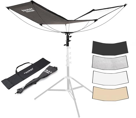 RAUBAY Quick-Open Curved Reflector, U-Shape Clamshell Light Reflector | CR-120 U-shape curved reflector features 4-in-1 surfaces: black, white, silver and gold for portrait and video shooting.