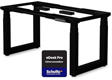 Schultz® PRO Schreibtischgestell Höhenverstellbar Schwarz (62–127 cm) – 4 Motoren, 240 kg Tragkraft, Memoryfunktion – Elektrisches Tischgestell für Büro & Home Office – Stabil & Sicher
