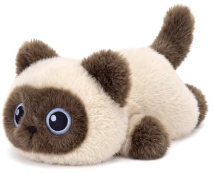 shownicer Kuscheltier Siamkatze Plüschtier Realistisches Stofftier 40cm | Weiches Kuschelkissen Katze Kawaii Plüschkissen Spielzeug Geschenk für Kinder Erwachsene Freunde Geburtstag Weihnachten