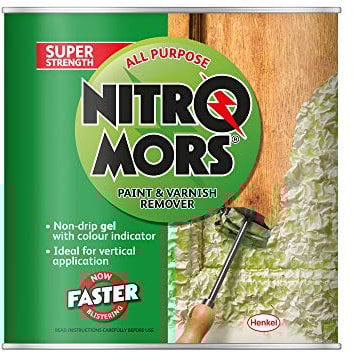Nitromors All Purpose Paint and Varnish Remover, Paint Remover for Wood, Metal and Masonry, High-Strength Paint Stripper with Colour Indicator, Non-Drip Paint Remover Gel, 1 x 2 Litre Tin