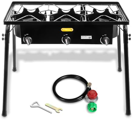 Concord Triple Burner Outdoor Propane Stove Cooker w/Regulator, 3 Burner Stove Brewing Supply