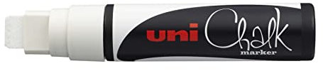 Uni-Ball 186601 - Fenster- & Kreidemarker UNI CHALK PWE-17K 15 mm, mit breiter Keilspitze, weiß