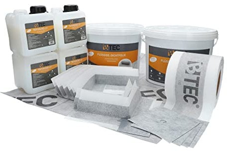 Dicht-Set 7C großes Bad Standard Abdichtungsbahn, 12kg Dichtfolie, Dichtband, Innen-/Außenecken, Manschetten, 4 l Tiefgrund