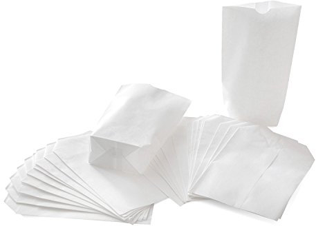 Weiße Kreuzbodenbeutel, 50 Stück: Papiertüten Klein, Bodenbeutel Papier, Kleine Tüten zum Basteln, Geschenktüte für Lebensmittel & Mitgebsel, Verpackung zum Befüllen, Papierbeutel, 14 x 22 x 5,5 cm