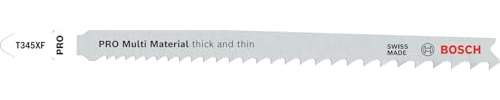 Bosch 100x PRO Multi Material thick and thin T345XF Jigsaw Blade, 132 mm, 1 | für Holz mit Nägeln, Stahl, Länge 132 mm, Professional Zubehör Stichsäge