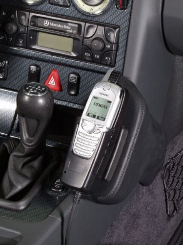 KUDA Handyhalterung passend für Mercedes Benz SLK & Mercedes Benz R170 ab 1996 & Modell 2001 bis 02/2004 - Telefonkonsole für Smartphones, Handys, Navi und mehr – Kunstlederkonsole, schwarz, 091105