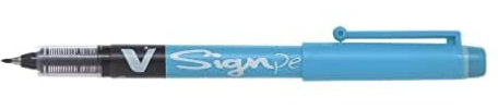 Pilot V Sign Pen Liquid Ink 2.0 mm Tip - Light Blue, Single Pen