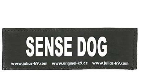Julius-K9 Interchangeable Hook & Loop Patches, 1 pair, SENSE DOG, Size: Small, Black