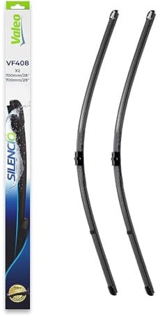 VALEO Silencio Wischer - VF408 - Leistungsstarke, hervorragende Sicht auf der Straße, einfache Montage - originale Flachblätter 700mm/700mm - Vorne - Set mit 2 Wischerblättern - 574317