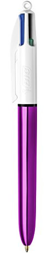 BIC Deutschland 4 COLOURS SHINE 1 Stift, Weiß/Lila, métalisé, 4 klassische Farben
