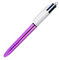 BIC Deutschland 4 COLOURS SHINE 1 Stift, Weiß/Lila, métalisé, 4 klassische Farben