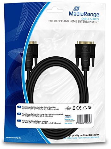 MediaRange DVI Monitorkabel, Digital Dual Link, DVI Stecker (24+1)/DVI Stecker (24+1), 3.0m, schwarz, MRCS130