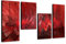 Augenblicke Wandbilder EIN Traum in Rot - extravagantes Wandbild 130x70cm 4 teiliges Keilrahmenbild (30x70+30x50+30x50+30x70cm) abstraktes Wandbild mehrteilig Gemälde-Stil handgemalte Optik Vintage