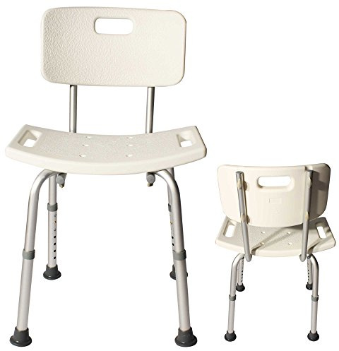 Arebos Duschhocker | Rückenlehne & Brausenhalterung | rutschfeste Gummifüße | Höhenverstellbarer Badestuhl 40–54 cm | Leicht & Stabil | Bis 100 kg belastbar | Ideal für Senioren & Pflege