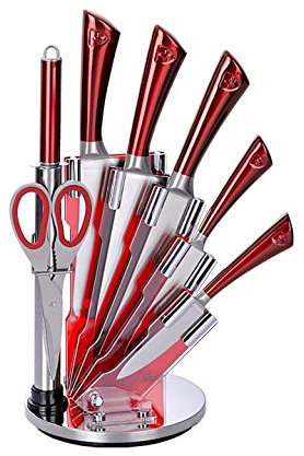 ROYALTY LINE Set coltelli ACCIAIO INOX manico silicone e soporte girevole