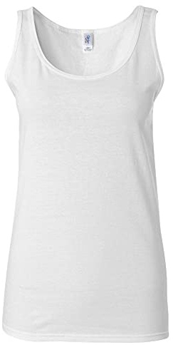 Gildan 64200L Softstyle Women's Junior-Fit Extra-Long Tank Top White 2XL
