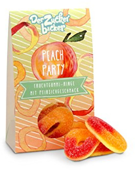 Peach Party, Fruchtgummi Ringe mit Pfirsichgeschmack, 58 Gramm Naschportion, süßes Mitbringsel auf jeder Sommerparty
