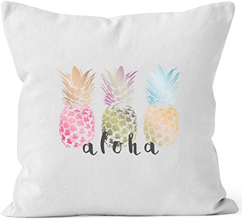 Autiga Kissenbezug Aloha Ananans Pineapple Kissen-Hülle Deko-Kissen 40x40 Baumwolle weiß Pullover
