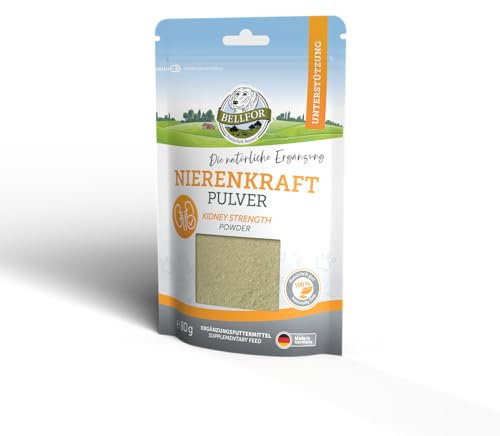 Bellfor Nierenkraft Pulver für Hunde 80g – Natürliches Ergänzungsfuttermittel zur Unterstützung der Nierenfunktion mit Ackerschachtelhalm