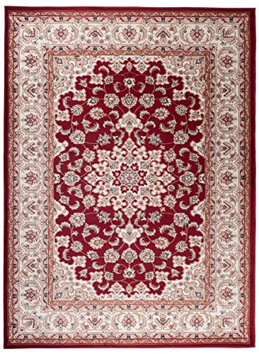 Carpeto Orientteppich Teppich Rot 250 x 350 cm Medaillon Klassisch Muster - Wohnzimmer Schlafzimmer Esszimmer