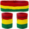 Funny Guy Mugs Rasta Unisex Schweißband-Set (3er-Pack: 2 Armbänder mit Reißverschluss/Handgelenktasche + 1 Stirnband)
