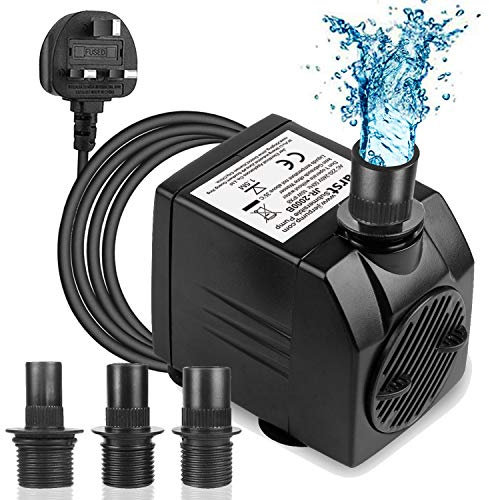BARST Bomba de agua sumergible de 3000 l/h, bomba de acuario ultra silenciosa para fuentes, piscina, pecera, estanque, hidroponía, estatua con 4 ventosas Srtong, 3 boquillas y cable de alimentación de