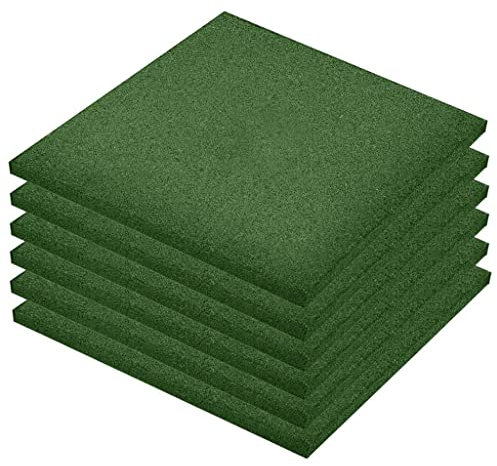 vidaXL 6X Carreaux de Protection Antichoc Pailasson Tapis de Sol Revêtement de Sol Allée Patio Aire de Jeux Caoutchouc 50x50x3 cm Vert