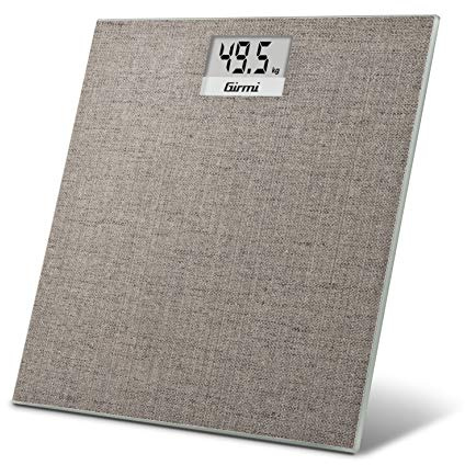 Girmi BP28 Bilancia Persona Elettronica, 100gr/150kg, Pedana in vetro temperato, Display LCD 72x30mm, 3D Efetto Tessuto, Indicatore di errore, Grigia