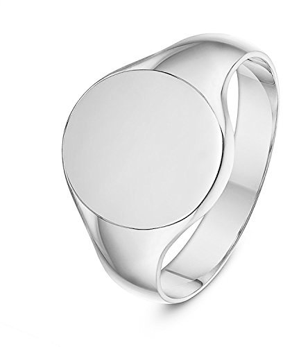 Unisex-Siegelring, massives Sterlingsilber, ovale Form, schwer, poliert, 12 x 14 mm (T)