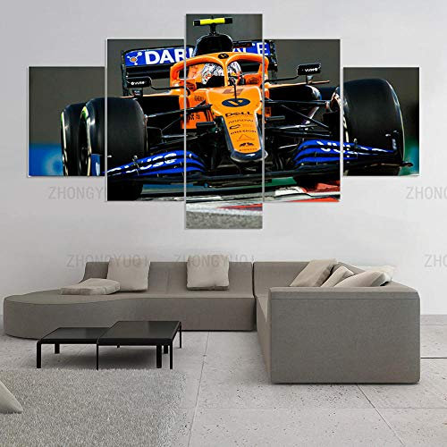 yuanjun Puzzle 5 TLG Kunstdruck Modern Wandbilder Design Tapete Bilder Drucke Leinwand Wandkunst Wohnkultur Gem?Lde Poster Mehrteilig XXL Mcl35 Lando Norris F1 Autoleinwand