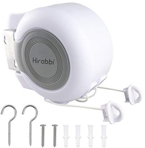 Hoxsury Corde à Linge Rétractable à Gain de Place, Corde Réglable, Installation Facile à L'intérieur et à L'extérieur, Câble D'extension Invisible de 30 m pour Balcon/Porche/Jardin Blanc