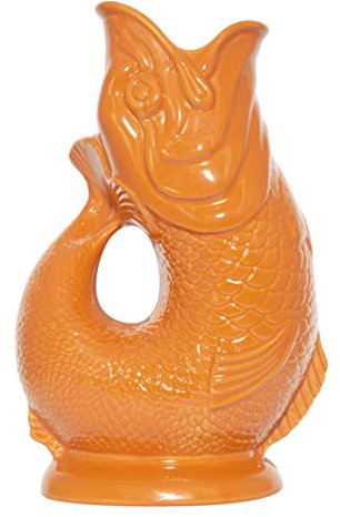 Gluckigluck Karaffe XL Orange – 1,2 l – Original Gluggle Jug aus England – Wasserkrug mit Glucker-Geräusch – Handgefertigt und glänzend – Kult-Krug als Vase oder Dekanter