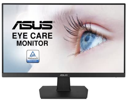 ASUS VA24ECE Eye Care Monitor – 23.8 inch, Full HD, IPS, Frameless, USB-C, 75Hz, Adaptive-Sync, Low Blue Light, Flicker Free, Wall Mountable