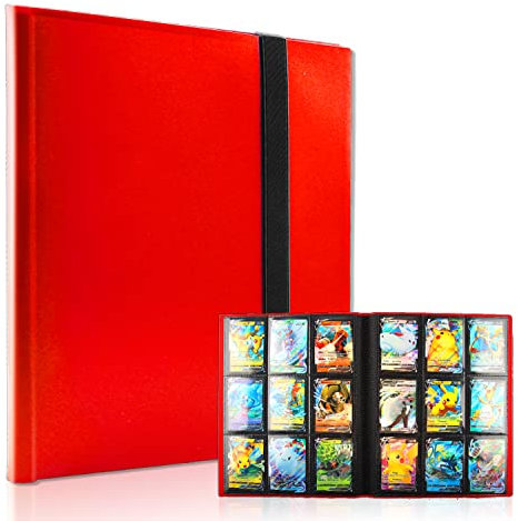 Karten Album, Karten Hefte, Karten Ordner, 9 Pocket Sammelalbum, Karten Sammelalbum Groß, Sammelmappe Karten, Sammelkarten Album, Sammelkartenalbum Kartenalbum, Bietet Platz für Bis zu 360 Karten(Red)