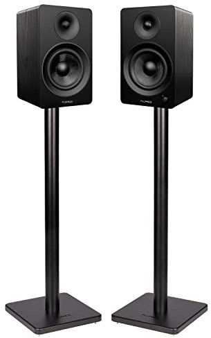 Fluance Ai61 Powered 2-Way 2.0 Stereo Bookshelf Speakers with Speaker Stands 6.5 Drivers 120W Amplifier for Turntable Bluetooth 5 Wireless Music Streaming - RCA Optical USB & Sub Out (Black Ash)