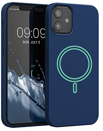 kwmobile TPU Silicone Case Compatible with Apple iPhone 12 mini - Case Magnetic Cover - Compatible with MagSafe - Navy Blue
