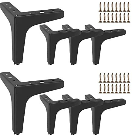 DBREAKS 8 Stück Möbelfüße, 15cm Dreieck Tischbeine, Schwarz Metallfüße, für Couchtische,Schränke, Sofa,Nachttisch,TV-Schränke, Schubladen, Mit Schrauben