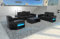 Couchgarnitur Bellagio 3-2-1 Leder Sofagarnitur mit Beleuchtung moderner 3 Sitzer 2 Sitzer und Sessel (mit LED Licht, Black)