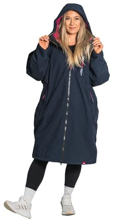 Two Bare Feet Waterproof Changing Robe with Changing Mat for Kids & Adults, Hooded Sherpa Fleece Lined, Windproof Outdoor Coat for Swimming, Surfing, Beach
