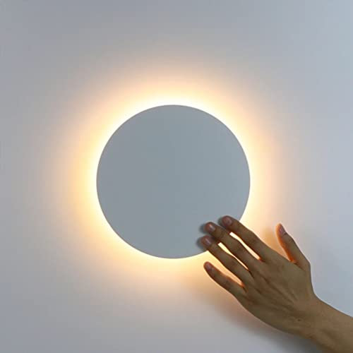 LED White Rund Wandleuchte Innen mit Touch Schalter 12W Modern Wandlampe Verstellbar 3 Farbtemperatur Nachttischlampen Schlafzimmerlampe Treppe Flur Wandleuchtung für Wohnzimmer Hotel Kinderzimmer