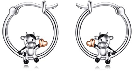 VONALA Küh Creolen Ohrringe, 925 Sterling Silber Tier Schmuck für Damen Mädchen