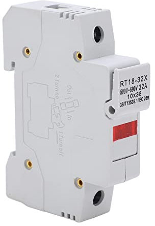 10 Stück Sicherungshalter Hutschiene 32A AC 500-690V RT18-32X 1P Modular Sicherung Halter mit Kontrollleuchte für RO15 10x38mm PV Sicherung