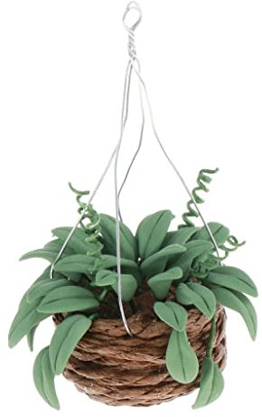 Baoblaze 1/12 Dollhouse Miniature Vivid Hanging with Basket Model Garden Accessory