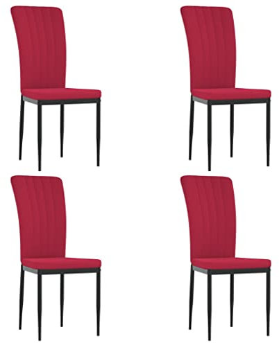 vidaXL 4X Sillas de Comedor Restaurante Asientos con Respaldo para Cena Muebles Juego Set de Restaurante Sillas de Acento Terciopelo Rojo Tinto