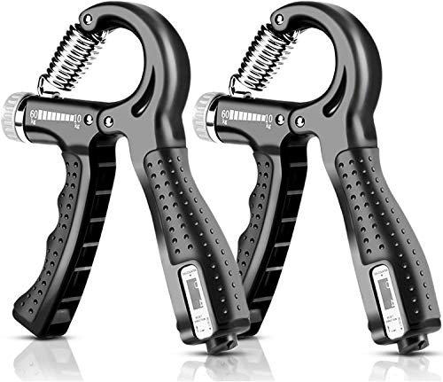 Handtrainer Unterarmtrainer Fingertrainer 2er Set Verstellbarer Griffkraft Trainer Finger Trainingsgerät Fingerstrecker 5-60 kg mit Griffe Zähler Rutschfester Griff für Zuhause und Unterwegs